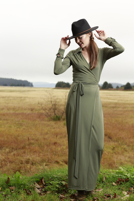 olive wrap dress