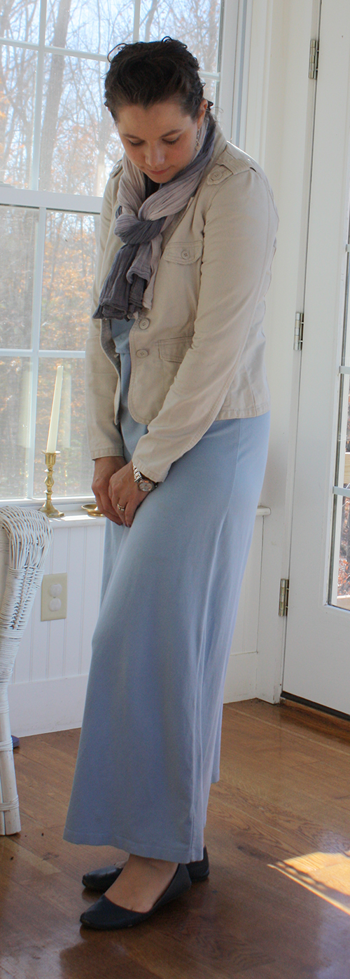 blue-maxi-dress-jacket-scarf