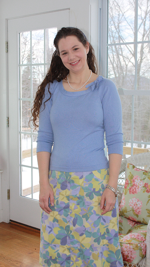 blue-sweater-pastel-skirt