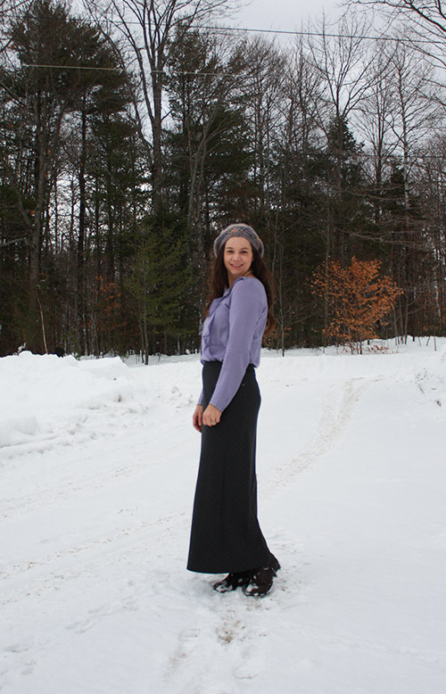 lavendar-blouse-gray-skirt