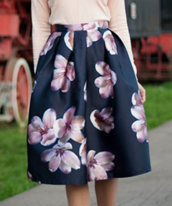 pleated floral skirt