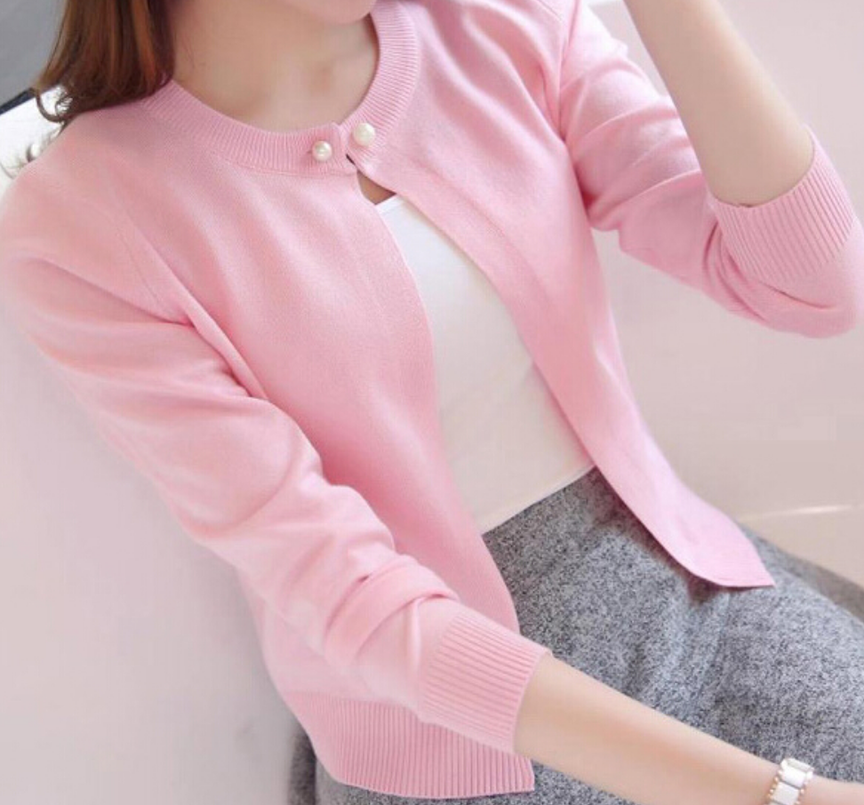 pink cardigan