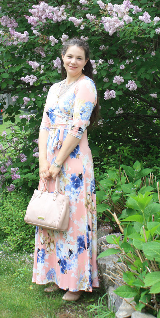 florence adams floral wrap maxi dress