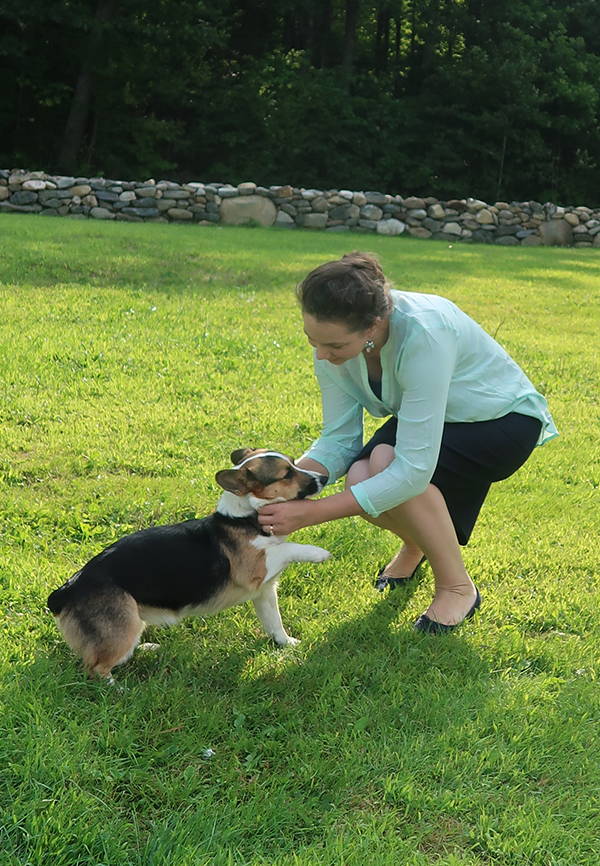 dark-denim-pencil-skirt-cute -little-corgi